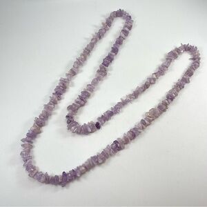 Amethyst Necklace Purple Lavender Chips Nuggets Beaded Semi Precious Gemstone